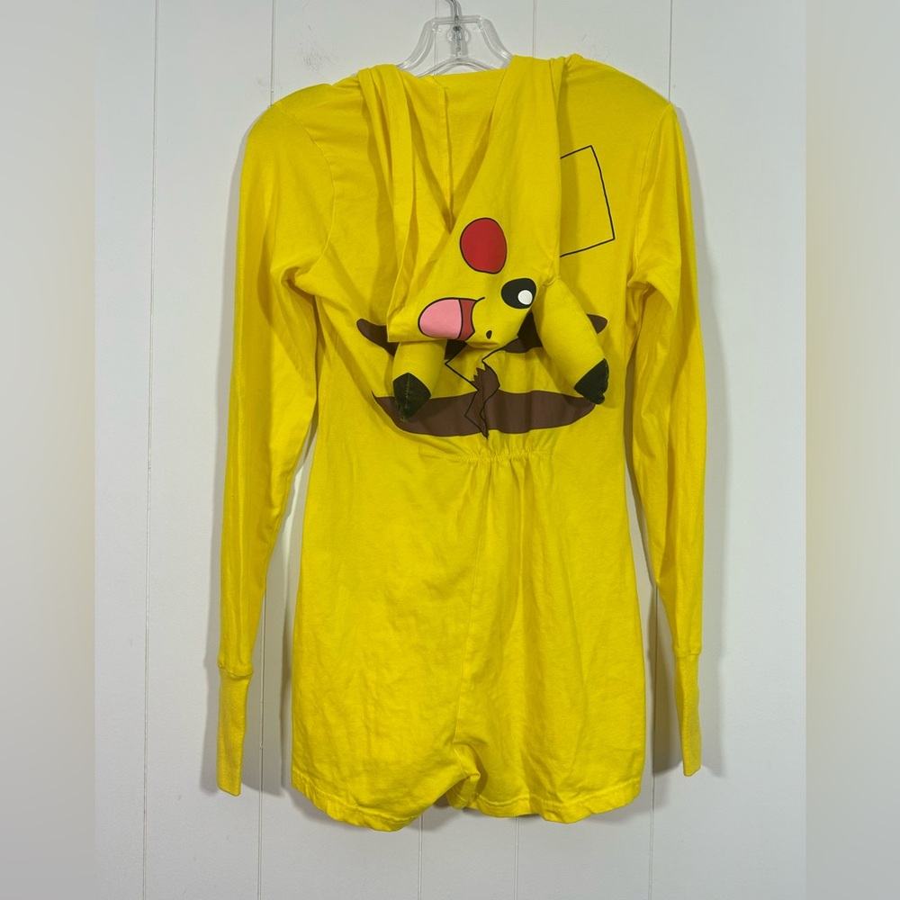 Pokemon Pikachu Hooded Long Sleeve Cosplay Romper Size Small Full Zip